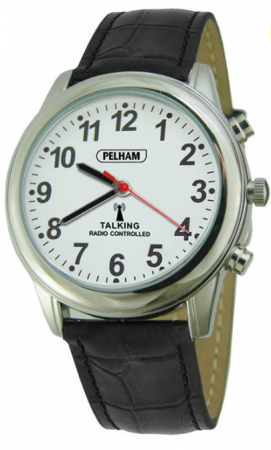 Talking Radio Controlled Watch with Black Strap: Large