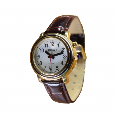 Talking Gold Watch with brown strap - Small