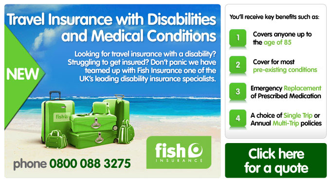 Fish Travel insurance with disabilities and medical conditions