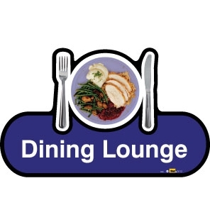 Dining Lounge sign - 480mm - Blue