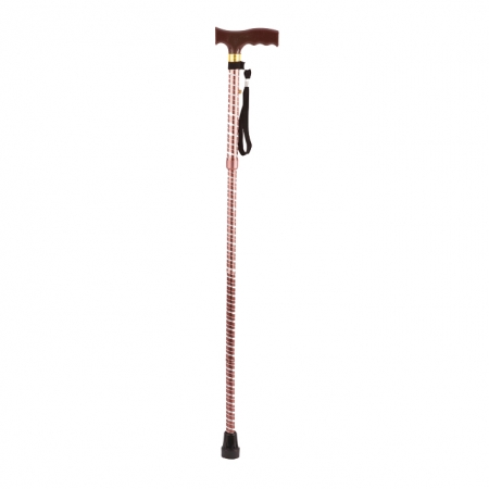 Extendable Plastic Handled Walking Stick With Engraved Pattern In Brown