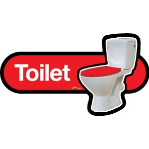 Toilet Sign self adhesive/300mm - Red or Blue