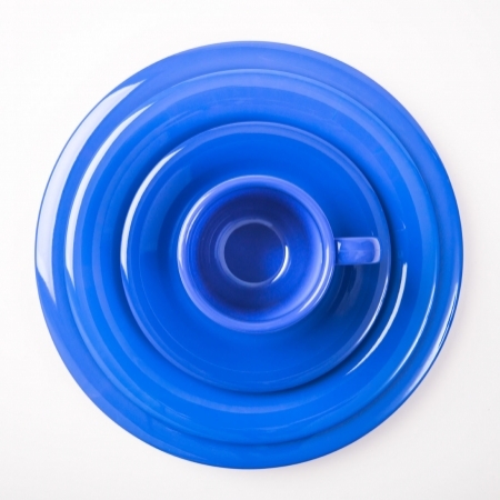 12 Wide Rim Plates - Blue - 270mm