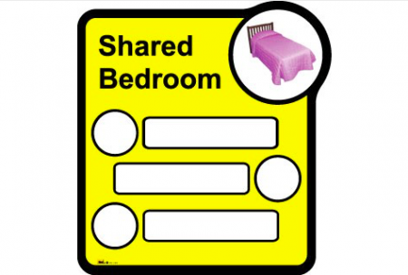 Bedroom sign (interchangeable) – 3 beds sharing - Yellow