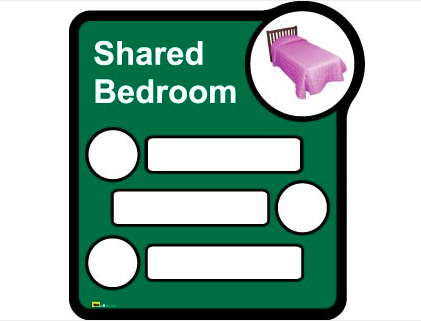 Bedroom sign (interchangeable) – 3 beds sharing - Green