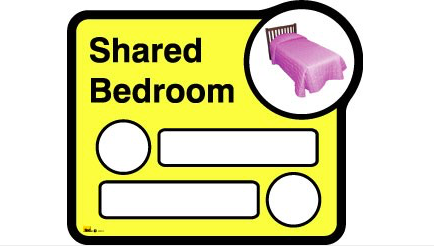 Bedroom sign (interchangeable) – 2 beds sharing - Yellow