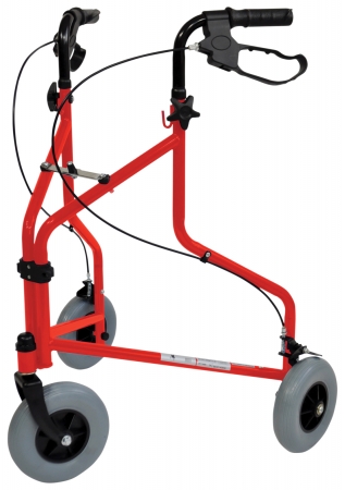Three Wheeled Steel Walker - Red