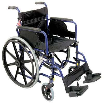 Deluxe Self Propelled Steel Wheelchair - Blue