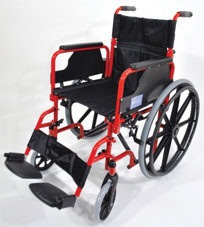 Deluxe Self Propelled Steel Wheelchair - Red