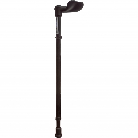 Ergonomic Handled Walking Stick with Deluxe Printed Design - Matt Black - Right Handed