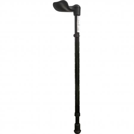 Ergonomic Handled Walking Stick with Deluxe Printed Design - Black Gloss - Left Handed