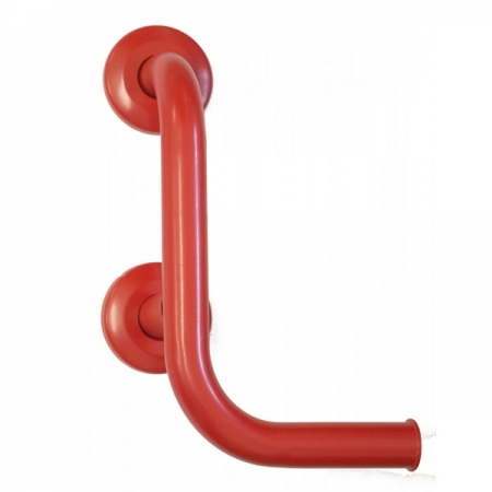 Grab Rail with Toilet Roll Holder - Red Satin