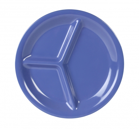 Set of 12, Compartment plates, 27cm diameter - Blue