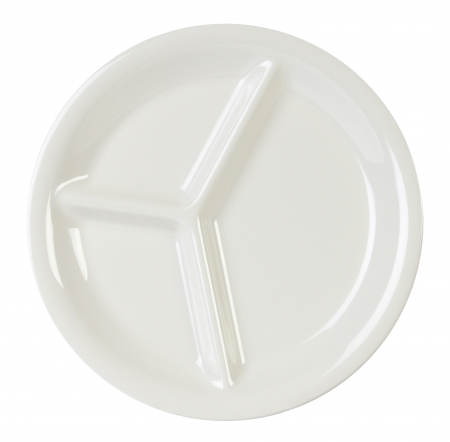 Set of 12, Compartment plates, 27cm diameter - White