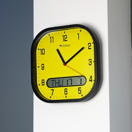Clear Time Day Date Wall Clock (High Contrast)